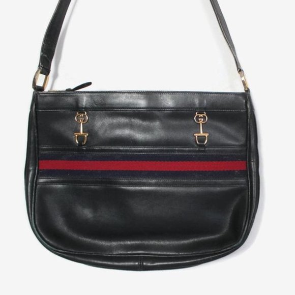 Gucci 1955 Horse-bit style navy leather hobo style shoulder bag - Picture 10 of 11
